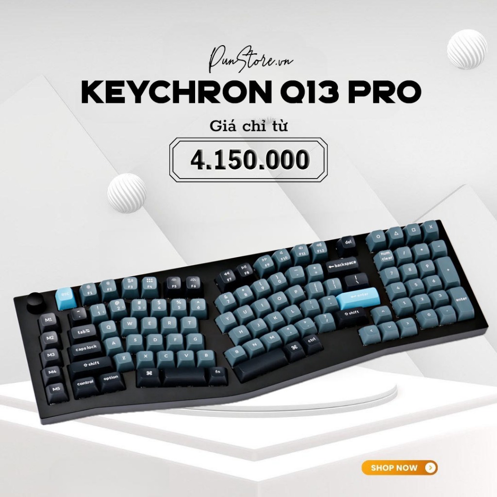 Bàn phím cơ custom keychron Q13 PRO Knob (ALICE LAYOUT) (Bluetooth / Gasket Mount / RGB / Hotswap )