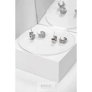 Bông tai bạc 925 đính đá 𝗠𝗜𝗘 | ANHS Accessories