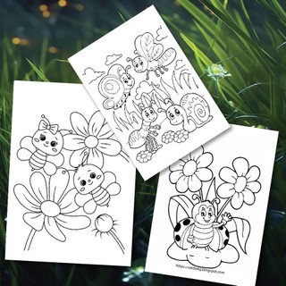 Tranh tô màu chủ đề thế giới côn trùng tô màu côn trùng ong bướng, set 20 tranh a5
