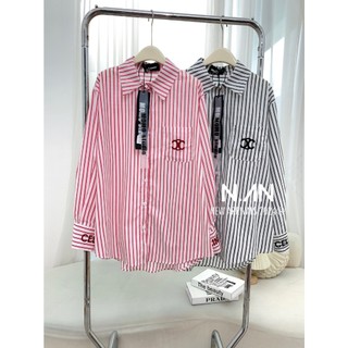Áo sơ mi kê C.L hàng QCL1 chuẩn nhà Momo full túi móc tag mác freesize 2 màu hồng, ghi