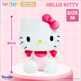 Gấu bông Hello Kitty Hồng Size Nhỏ 20cm, Vừa 32cm - Thú bông Mềm mịn, An toàn cho da bé  - Chính hãng từ WOWO by TAGGER
