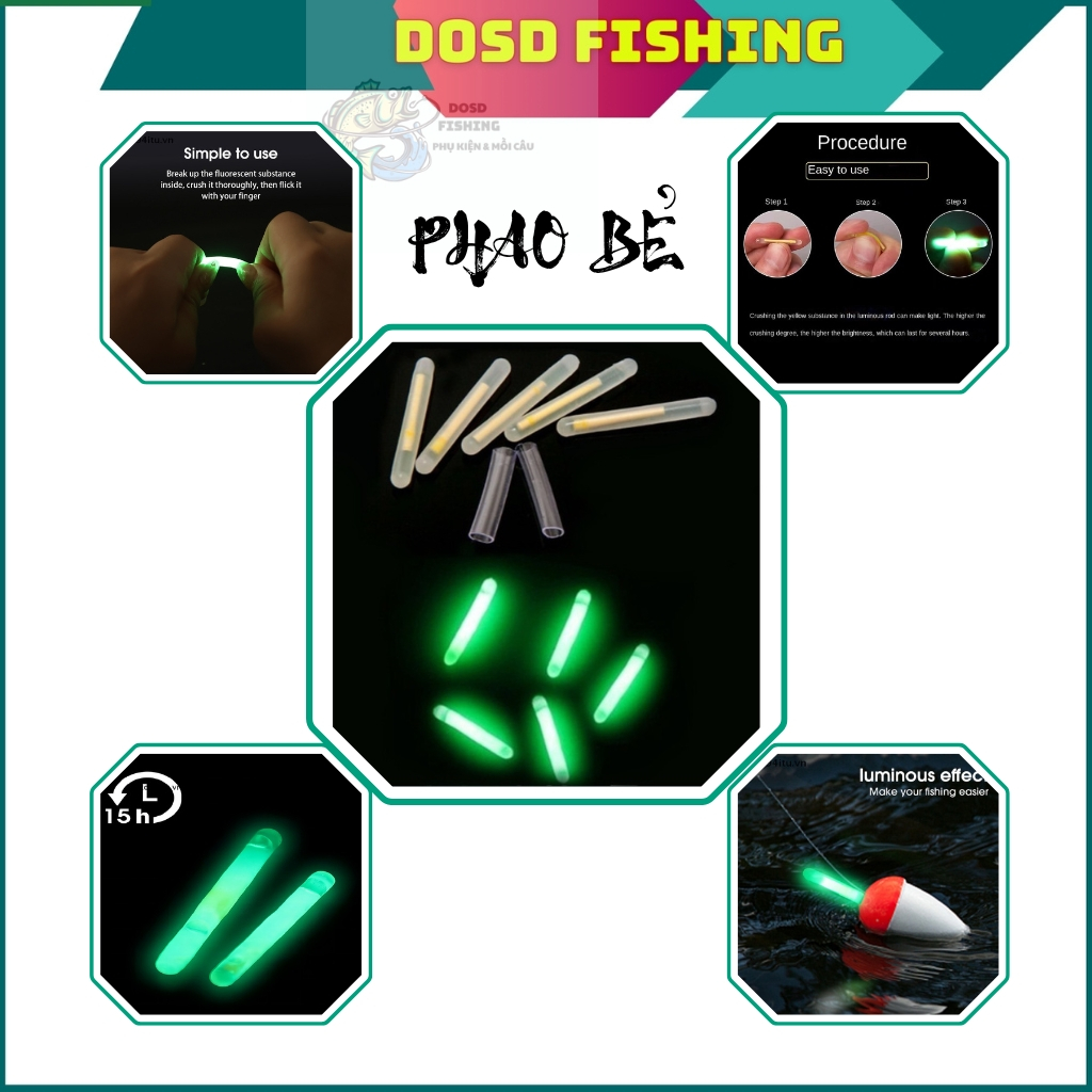 Phao Câu Cá Đêm Phát Sáng - Phao Bẻ Đèn Câu Đêm Size Lớn