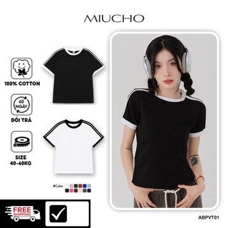 Áo baby tee phối trơn ABPVT01 Miucho cotton cổ tròn in basic