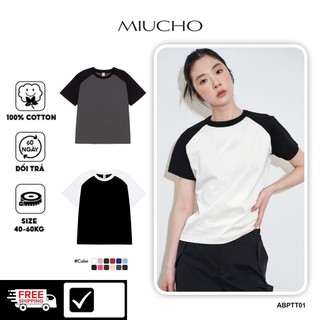 Áo baby tee phối trơn ABPTT01 Miucho cotton cổ tròn in basic