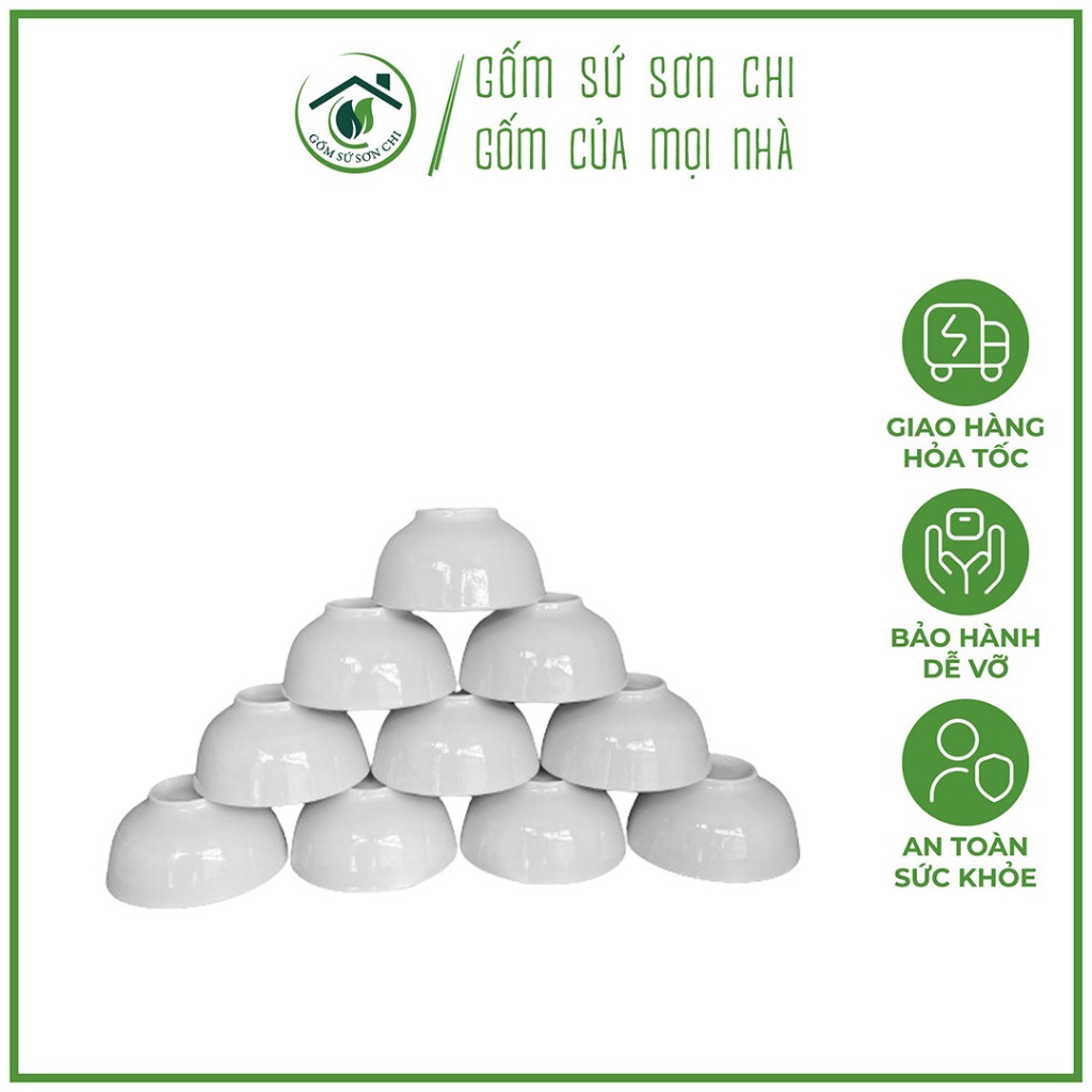 Bộ 10 chén ăn cơm trắng thô dày đẹp 11.5cm- Phù hợp cho quán ăn