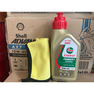 Nhớt Castrol Power 1 Scooter 10W40 tặng kèm khăn lau xe 3M