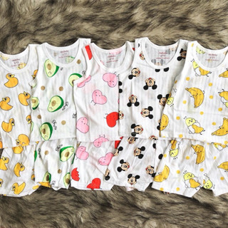 Combo 5 bộ Cotton giấy Ngẫu Nhiên cho bé trai, gái (6-15kg) loại 1 mùa hè mềm, mịn, thoáng mát - BAS07