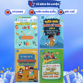 Sách- Bộ Sổ Tay Kiến Thức Sketchnote lớp 8, Sổ Tự luyện BT và Đề KT Toán Văn Anh lớp 8 & Kỹ thuật Giải nhanh Toán lý hóa
