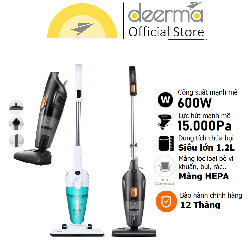 Máy hút bụi cầm tay Deerma Vacuum Cleaner Lực Hút 15000Pa 600W, 3 in1 đa năng - Hàng chính hãng