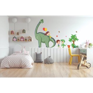 Decal trang trí dán tường - khủng long thân thiện - trang trí chi tiết rời
