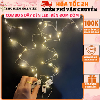 COMBO 5 dây đèn led, dây đèn đom đóm 1m (có sẵn pin).Dùng để trang trí nhà cửa, hoa handmade...