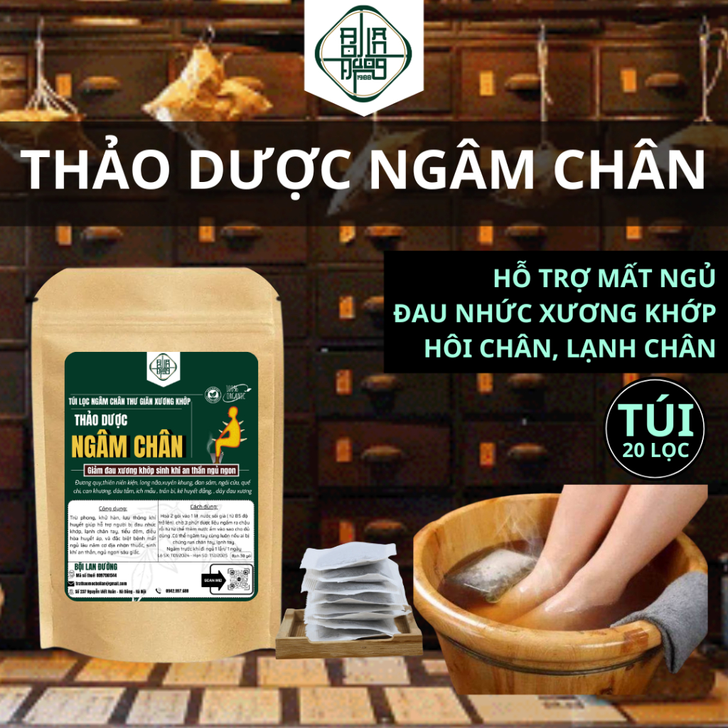 Túi Lọc Ngâm Chân -Bội Lan Đường- Hỗ Trợ Mất Ngủ, Đau Nhức Xương Khớp, Mồ Hôi Chân, Thải Độc Gan Thận - Túi 20 Lọc