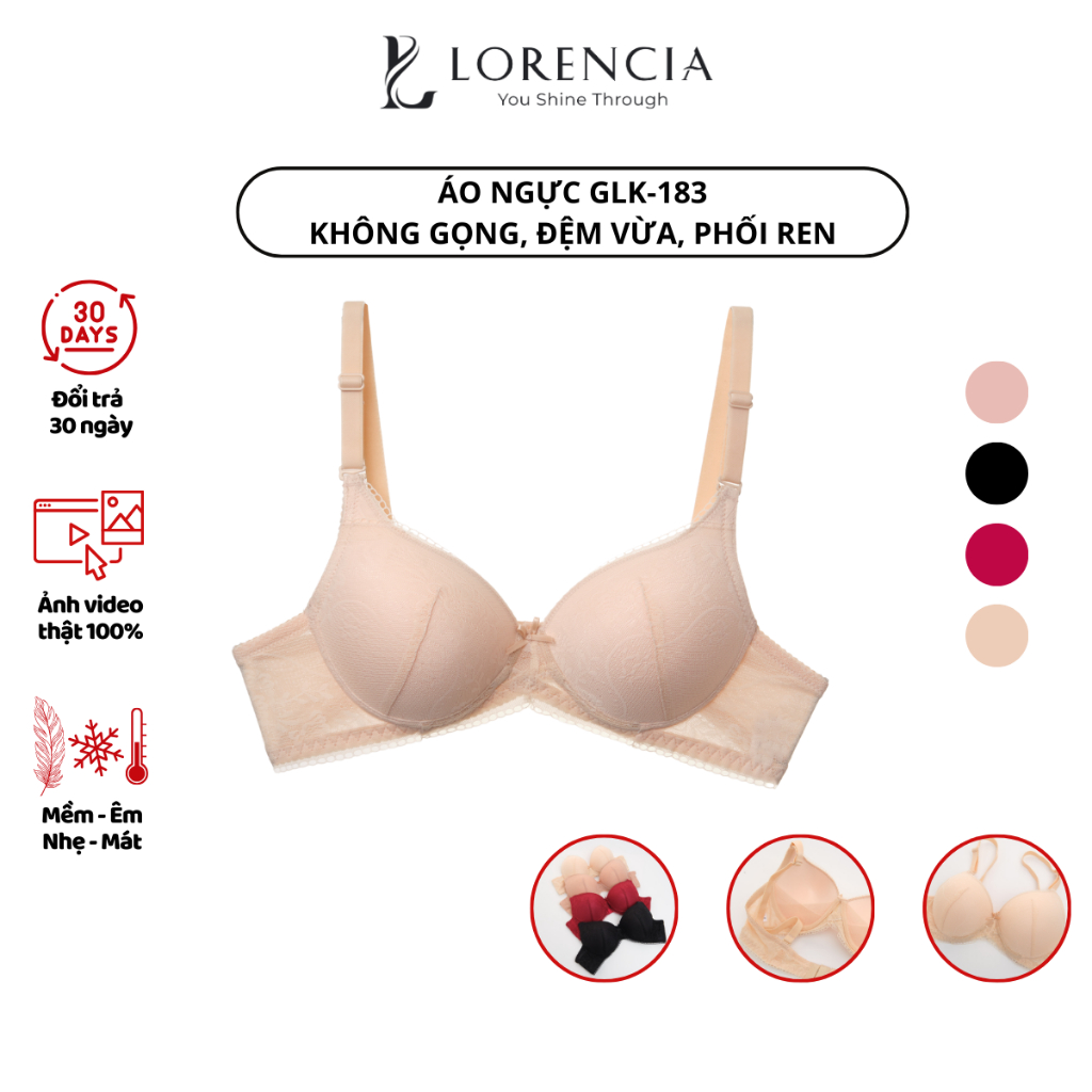 Áo lót ngực nữ Lorencia không gọng đệm vừa phối ren tinh tế GLK 183