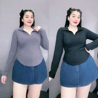 Áo thun tay dài bigsize, áo thun chống nắng mùa hè tay dài cổ polo dáng vừa lai vạc bầu nhẹ nhàn nữ tính G123