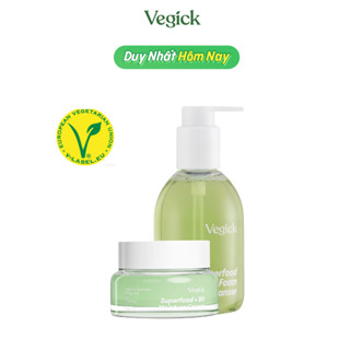 Bộ Đôi Sữa Rửa Mặt Tẩy Trang 2in1 Vegick 195ml & Kem Dưỡng Thuần Chay Vegick 50ml