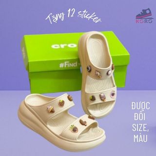 Dép cross lê nữ đế cao quai ngang đi biển 7cm    độn đế cute chống trơn trượt KOROle2Q