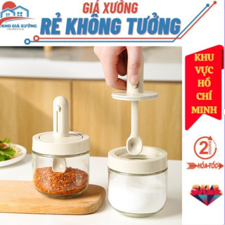  Hũ Thủy Tinh , Lọ Đựng Gia Vị Thủy Tinh Kèm Muỗng Có Thể Điều Chỉnh Ngắn Dài Tiện Lợi