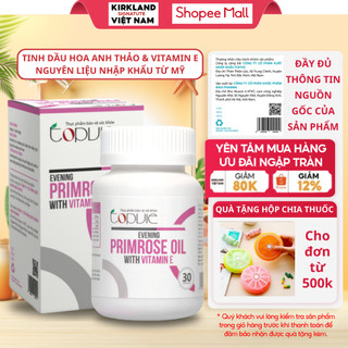 Tinh dầu hoa anh thảo Topvie evening primrose oil with vitamin E 30 viên hỗ trợ cải thiện độ ẩm cho da, lão hóa, đẹp da