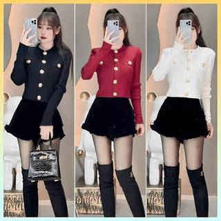  Áo KHOÁC len cardigan NÚT VÀNG tay dài mặc 2 KIỂU sang trọng - L2M
