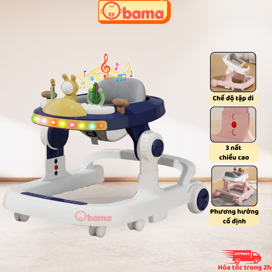 Xe tập đi hình chữ U cho bé, CÓ ĐÈN NHẠC, ĐIỀU CHỈNH ĐỘ CAO, cho bé từ 6 - 36 tháng tuổi, Obama