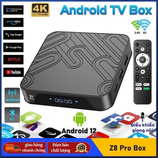 Android tv box z8 pro,dual wifi 2.4 và 5ghz,kết nối bluetooth,độ phân giải 4k,kèm khiển giọng nói,ram 2gb,rom16gb/4g+32g