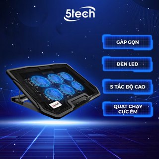 Quạt tản nhiệt laptop 5TECH, đế tản nhiệt 6 quạt và 3 quạt thổi cực mạnh, chạy cực êm, gió cực mát