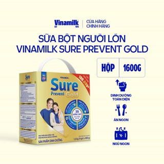 Sữa bột cho người lớn tuổi Vinamilk Sure Prevent 1600g (4 túi x 400g) - Hộp giấy