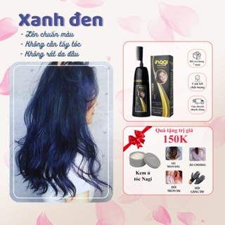 Dầu gội nhuộm tóc màu Xanh đen Nagi BLUE ANDBLACK 13 chiết xuất từ thiên nhiên không khô xơ tóc chai 400ml