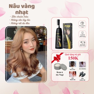 Dầu gội nhuộm tóc màu Nâu Vàng Nhạt Nagi LINEN  COLOR 06 chiết xuất từ thiên nhiên chai 400ml
