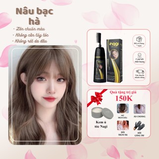 Dầu gội nhuộm tóc màu Nâu Bạc Hà Nagi PeppermintBrown12 chiết xuất từ thiên nhiên chai 400ml