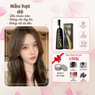 Dầu gội nhuộm tóc thảo dược màu Nâu Hạt Dẻ Nagi Chestnut Brown 11 chiết xuất từ thiên nhiên chai 400ml