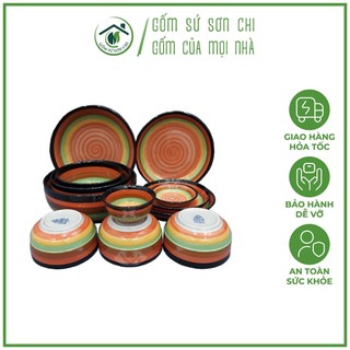 Bộ cầu vòng 12 món gốm sứ tô chén dĩa
