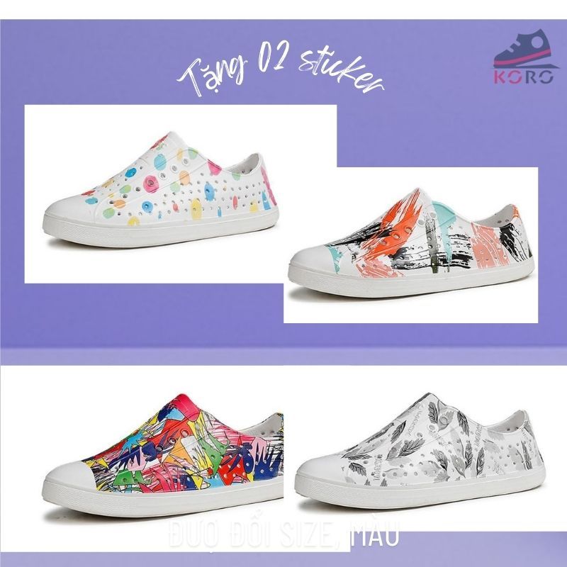 Giày nhựa lười nam nữ native đi biển chống trơn trượt dáng unisex làm đồng phục KORO Native