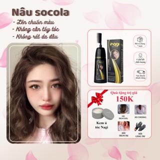 Dầu gội nhuộm tóc thảo dược màu Nâu Socola Nagi Chocolate Brown 07 chiết xuất từ thiên nhiên chai 400ml