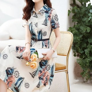 ĐẦM T3D P0L0 C0LLAR PRINTED