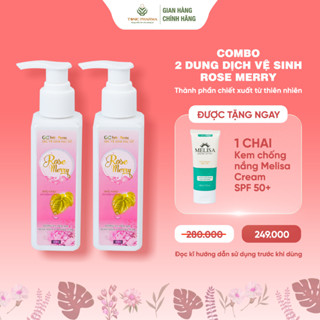 Bộ Dung Dịch Vệ Sinh Phụ Nữ Rose Merry + Kem Chống Nắng MELISA SPF50+ 60G - Nét Hoa - An Toàn Cho Cả Mẹ Bầu