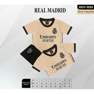 Bộ quần áo đá bóng Rea-lMadri-d Kem cho bé 10 đến 38kg năm 2024