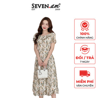 Đầm hoa xoè ngắn tay thời trang nữ Seven.AM H633462H