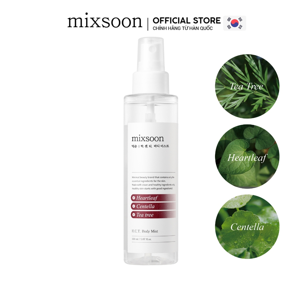 [HSD: 13.09.2025] Xịt giảm mụn cơ thể chiết xuất diếp cá tràm trà rau má Mixsoon H.C.T Body Mist 150ml