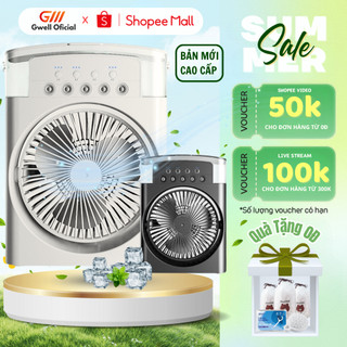 Quạt Điều Hòa Hơi Nước Mini GODWELL, quạt hơi nước để bàn 3 chế độ gió dung tích 600ml có đèn led