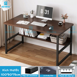 Bàn làm việc, bàn học 5C T-Table có giá sách kích thước lớn 1,2mx55cm, khung sắt hộp 25x25mm sơn tĩnh điện, mặt gỗ dày