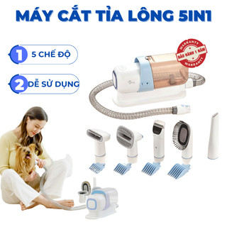 Máy cắt tỉa vệ sinh lông đa năng cho thú cưng, máy cạo cắt tỉa hút chải lông 5 trong 1 - Petiu