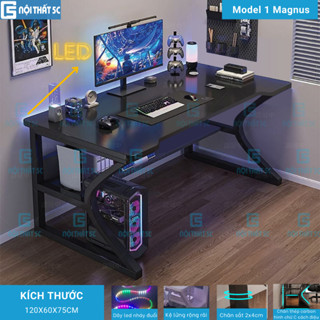Bàn gaming, bàn làm việc Nội Thất 5C thiết kế hiện đại,kèm LED kèm kệ ửng để đồ tiện lợi thông minh lắp ráp dễ dàng