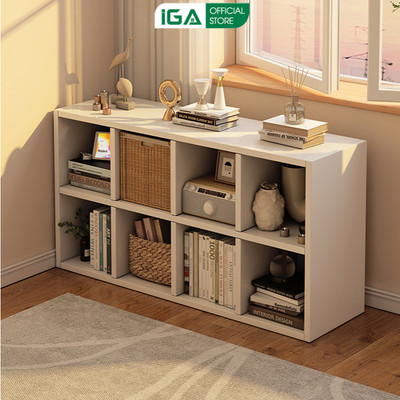 Kệ sách để sàn 8 hộc đa năng decor phong cách minimalísm thương hiệu IGA - GA22