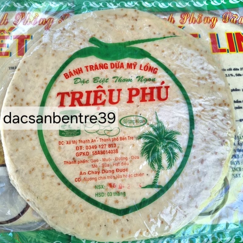 Combo 3 bịch bánh tráng Mỹ Lồng (bịch 10 bánh, loại bánh nướng) 450g 1 bịch