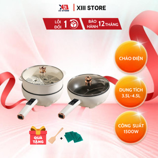 Chảo Điện Mini Đa Năng [Chống Dính Dung tích lớn], Nồi Lẩu Đa Năng 2 Tầng Kèm Giá Hấp Tiện Dụng