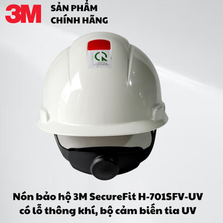 Nón bảo hộ 3m securefit h-701sfv-uv, có lỗ thông khí, màu trắng, bộ cảm biến tia uv + dây đeo 3m 1990