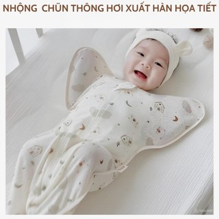Nhộng Chũn Thông Hơi Xuất Hàn Giúp Bé Ngủ Ngon  Họa Tiết Đáng Yêu, Khóa 2 Chiều, Co Giãn Và Mềm Mát