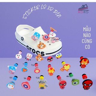 sticker gắn dép  jibbitx gắn dép lỗ đủ loại đèn, 3d, lò xo