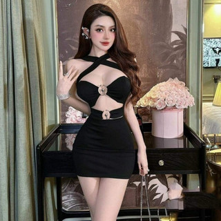 Đầm body dây vai chéo kèm phụ kiện kim loại sang trọng thaonhu_store